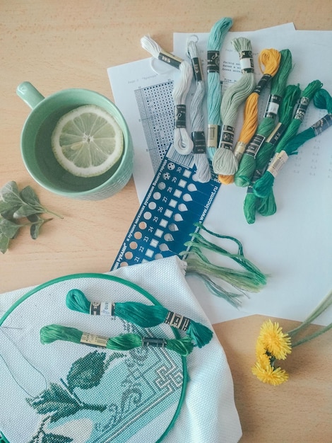 dłonie haftujące wzór